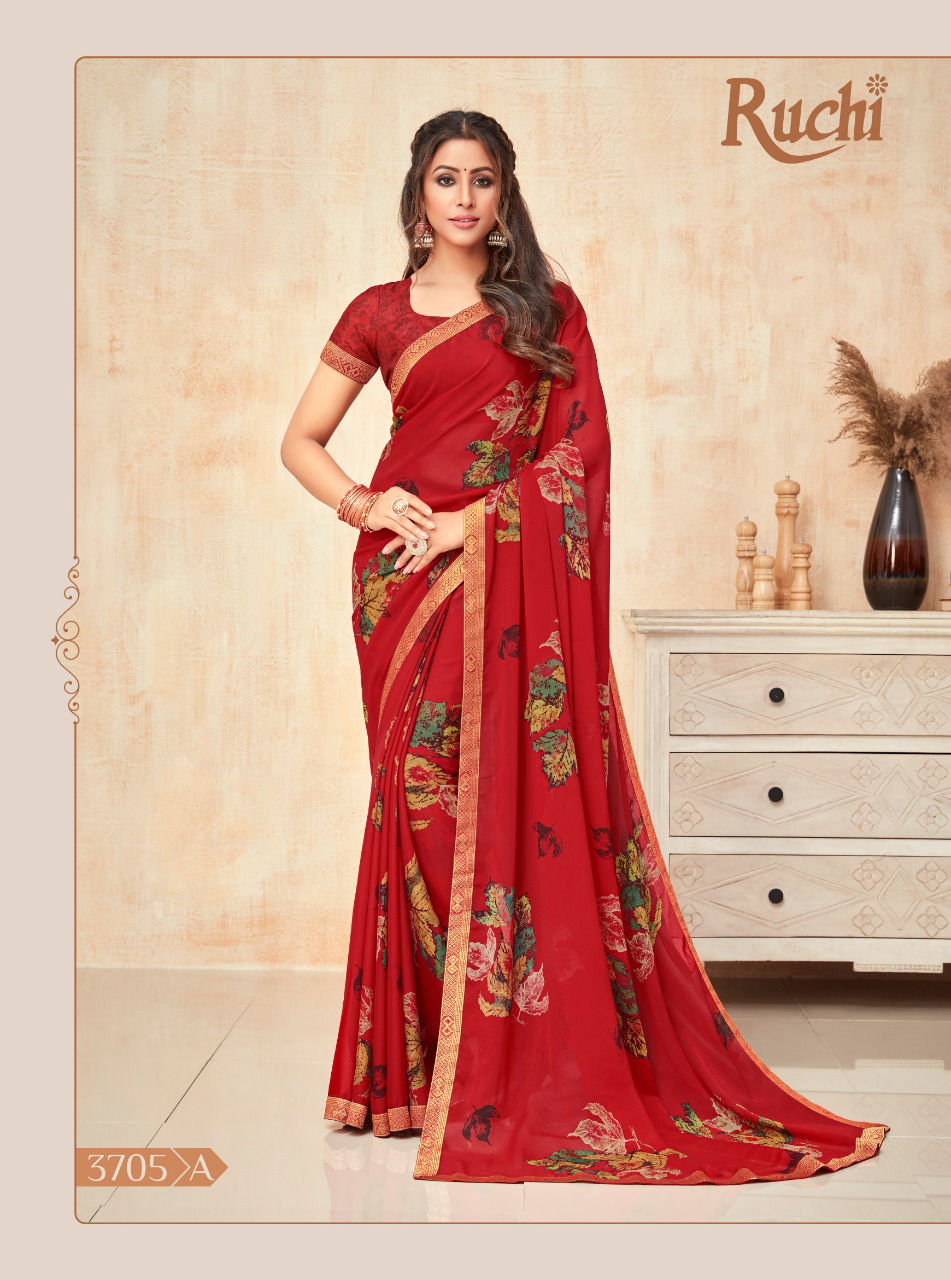 Ruchi Yashika Casual Daily Wear Georgette Printed Fancy Saree Collection